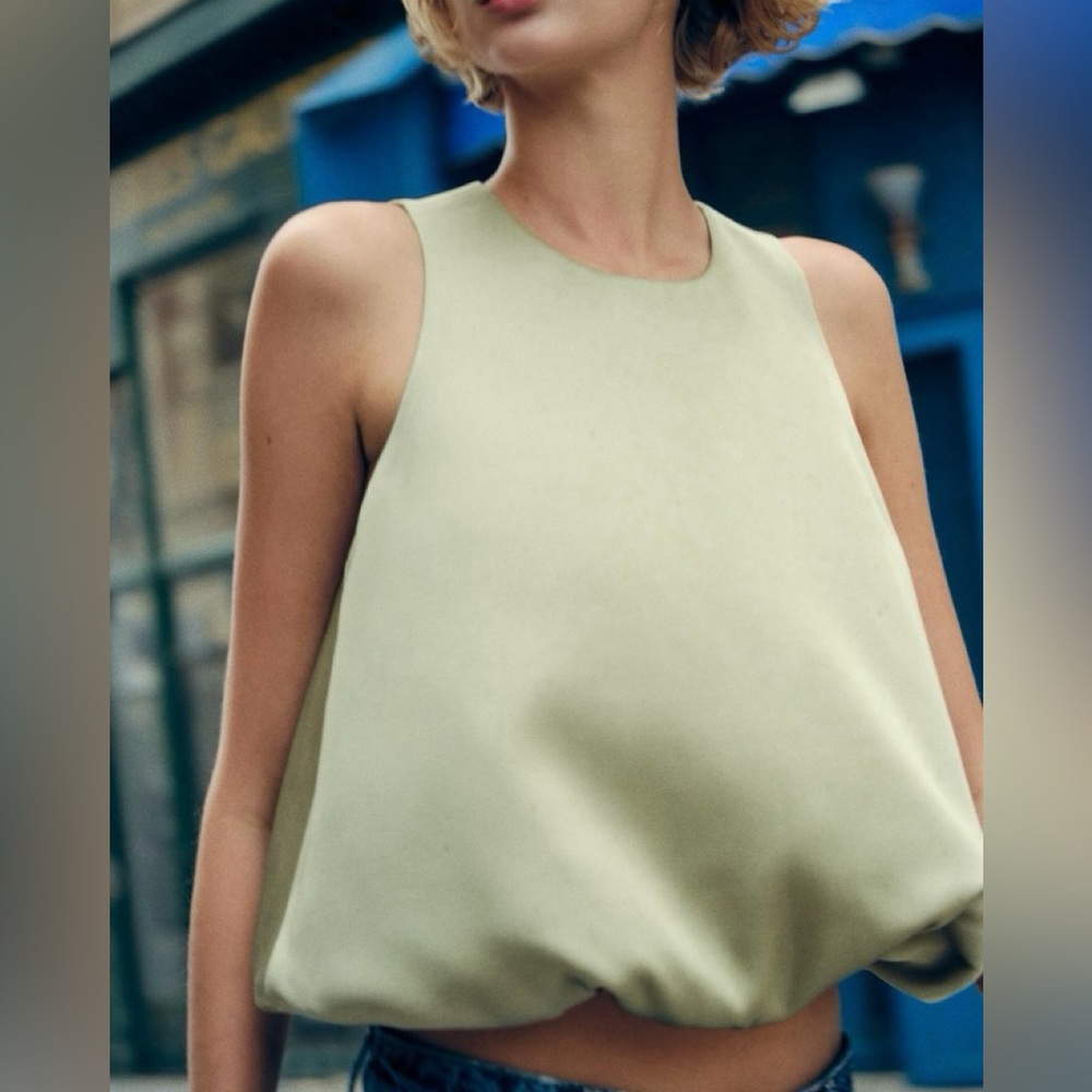 NWT Zara Green Boxy Sleeveless Top